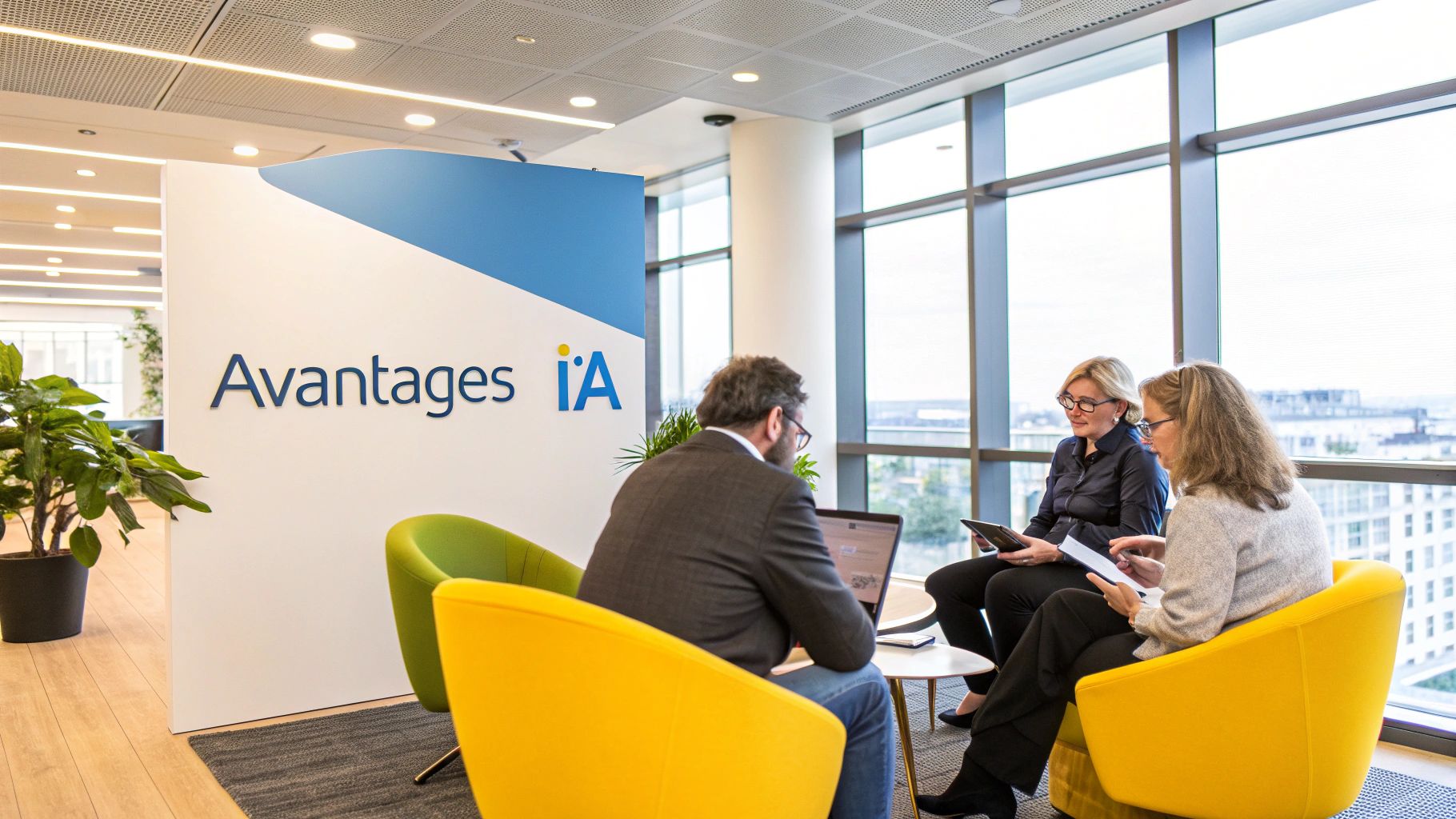 Formation IA Entreprise : Le Guide (Sans Jargon) Pour Passer au Niveau Supérieur 2 Une personne pointant une zone d'amélioration sur un tableau blanc lors d'une réunion d'équipe