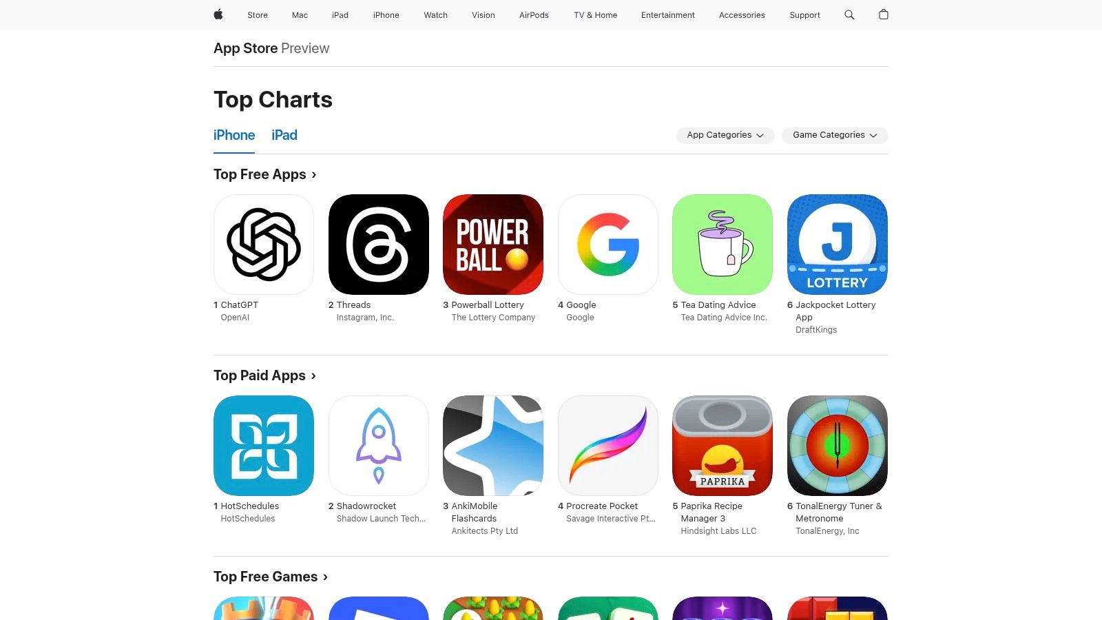 Apple App Store – Kids/Education apps
