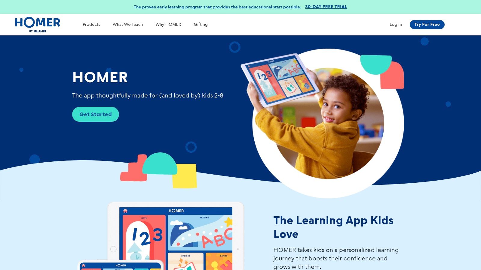 HOMER Learn & Grow (ages 2–8)