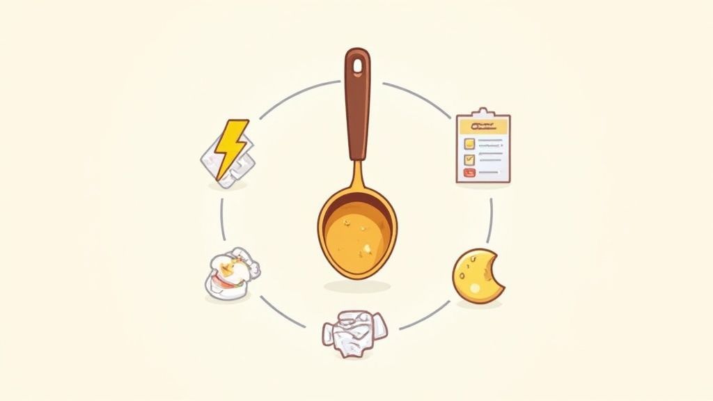 A person scoops protein powder into a shaker bottle in a modern kitchen.