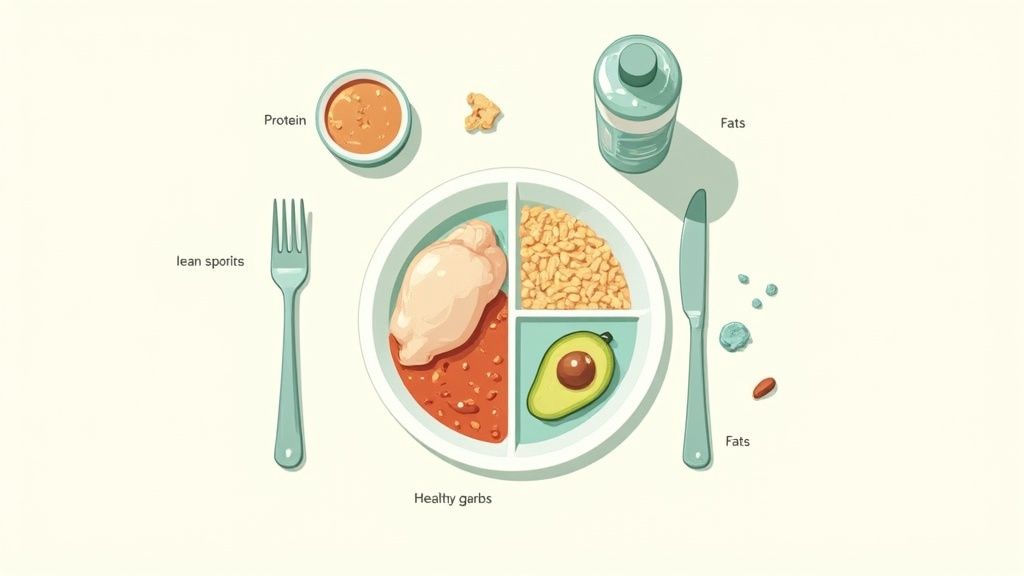 Man preparing a healthy, protein-rich meal in a kitchen