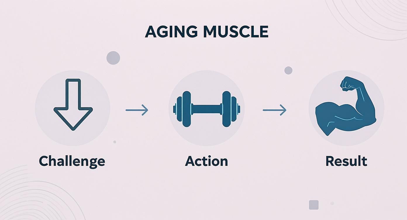 Infographic about muscle building after 40