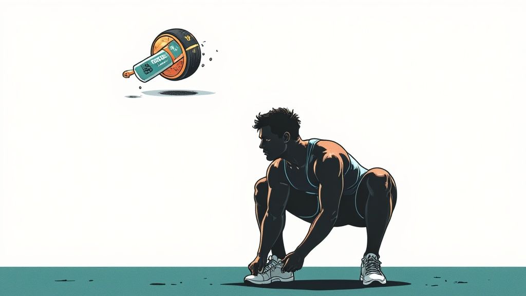 A person preparing a BCAA supplement in a shaker bottle before a workout