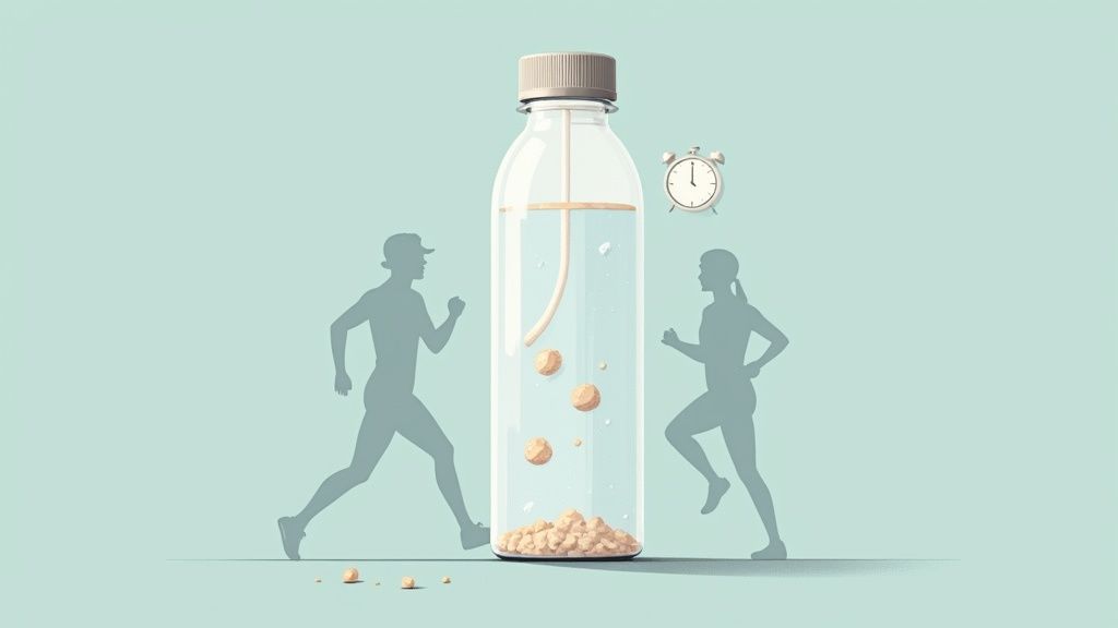 A person sipping from a shaker bottle during a workout in a gym