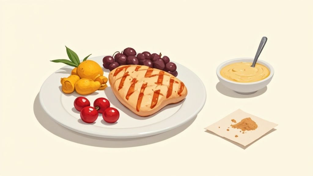 Close-up of a person scooping creatine powder