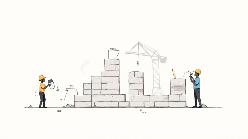 A scoop of protein powder next to a shaker bottle