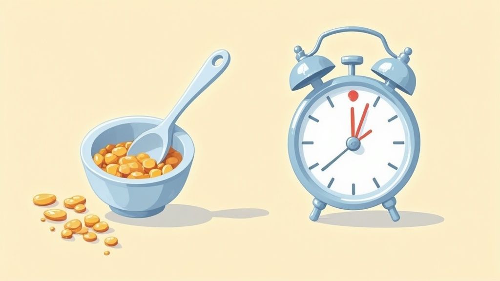 A person measuring out creatine powder with a digital scale nearby, emphasizing precision.