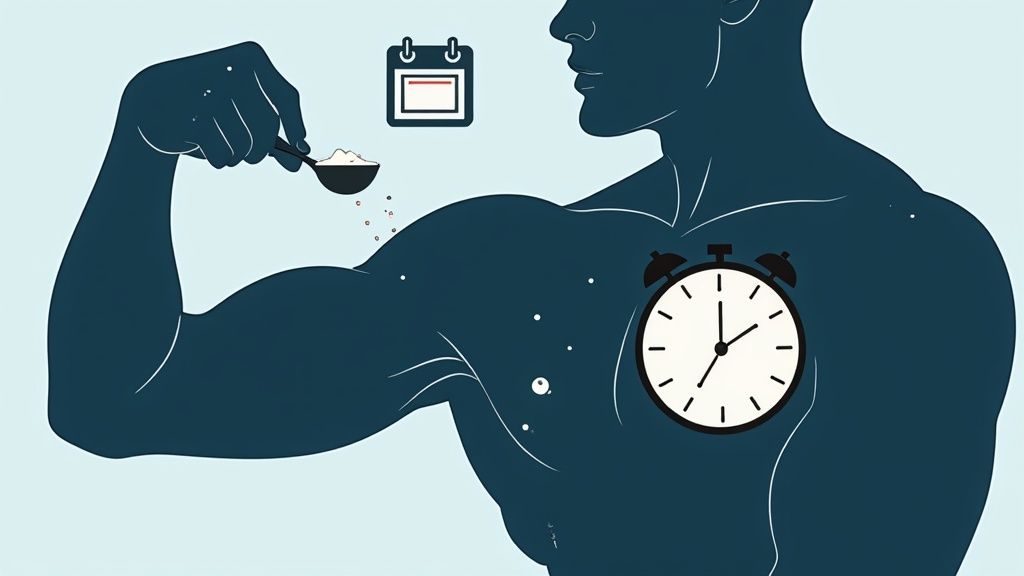 A person mixing creatine powder in a shaker bottle.