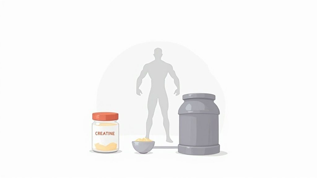 Person scooping creatine powder into a shaker bottle