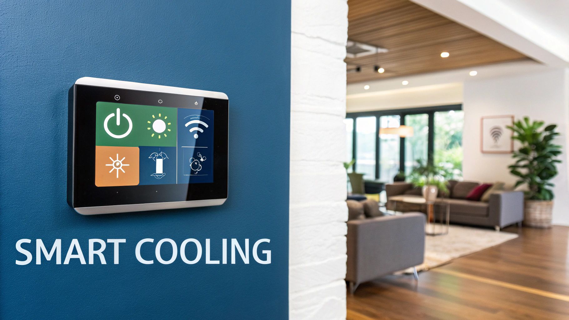 A smart thermostat interface showing different room temperatures.