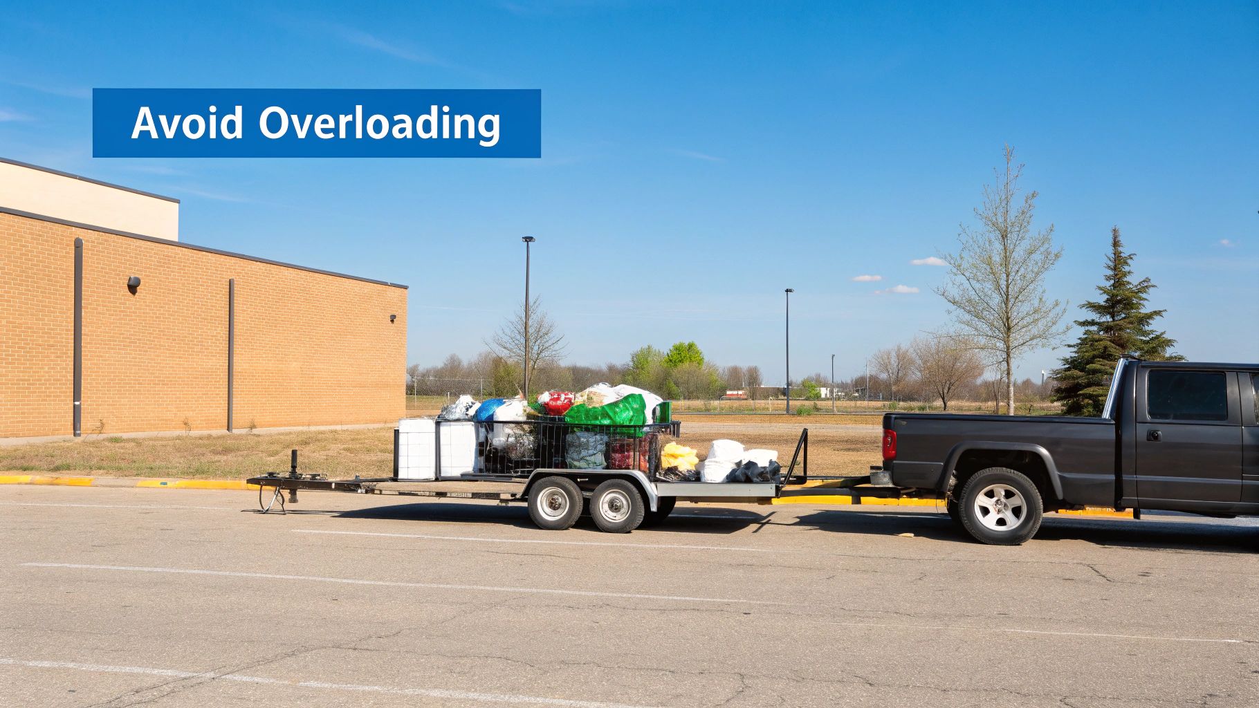 A pickup truck carefully navigating a road with a perfectly balanced trailer attached.