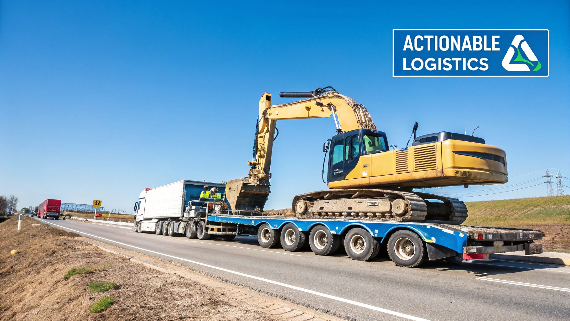 A large boat being transported on a specialized truck, demonstrating actionable logistics.