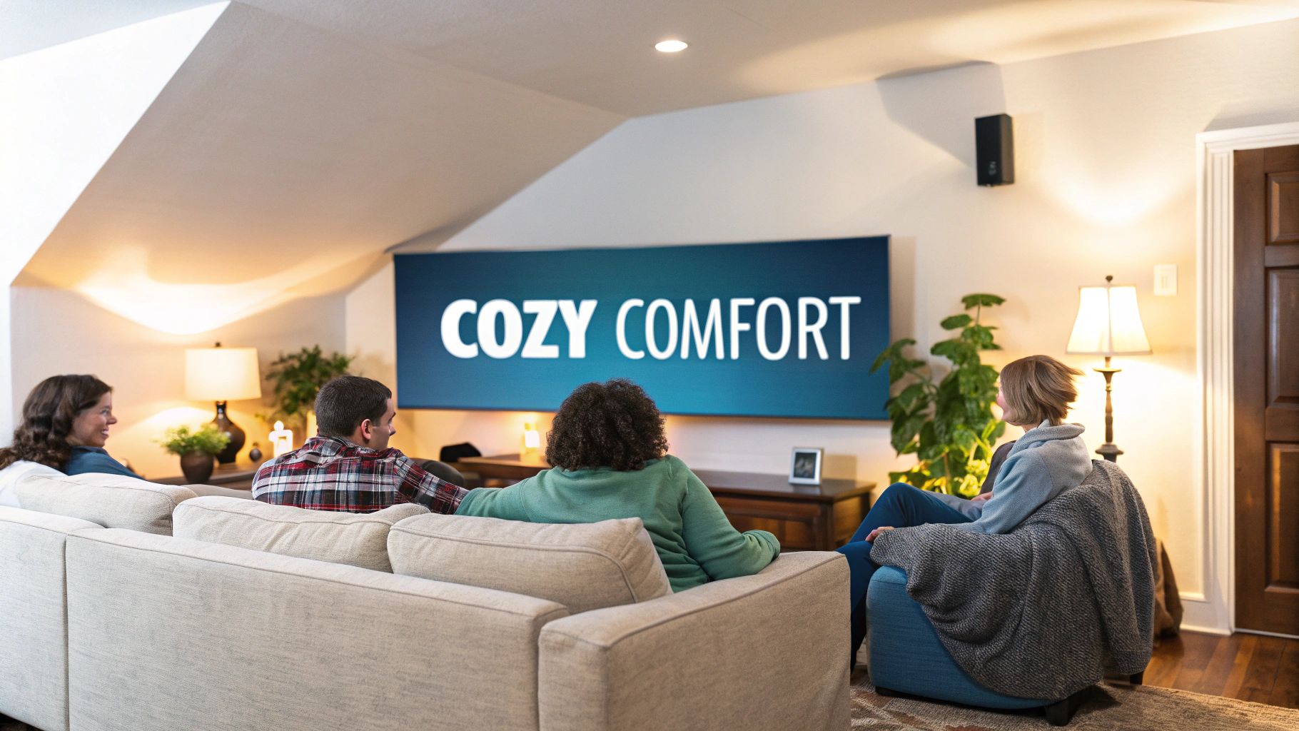 A family gathering in a comfortable living room.