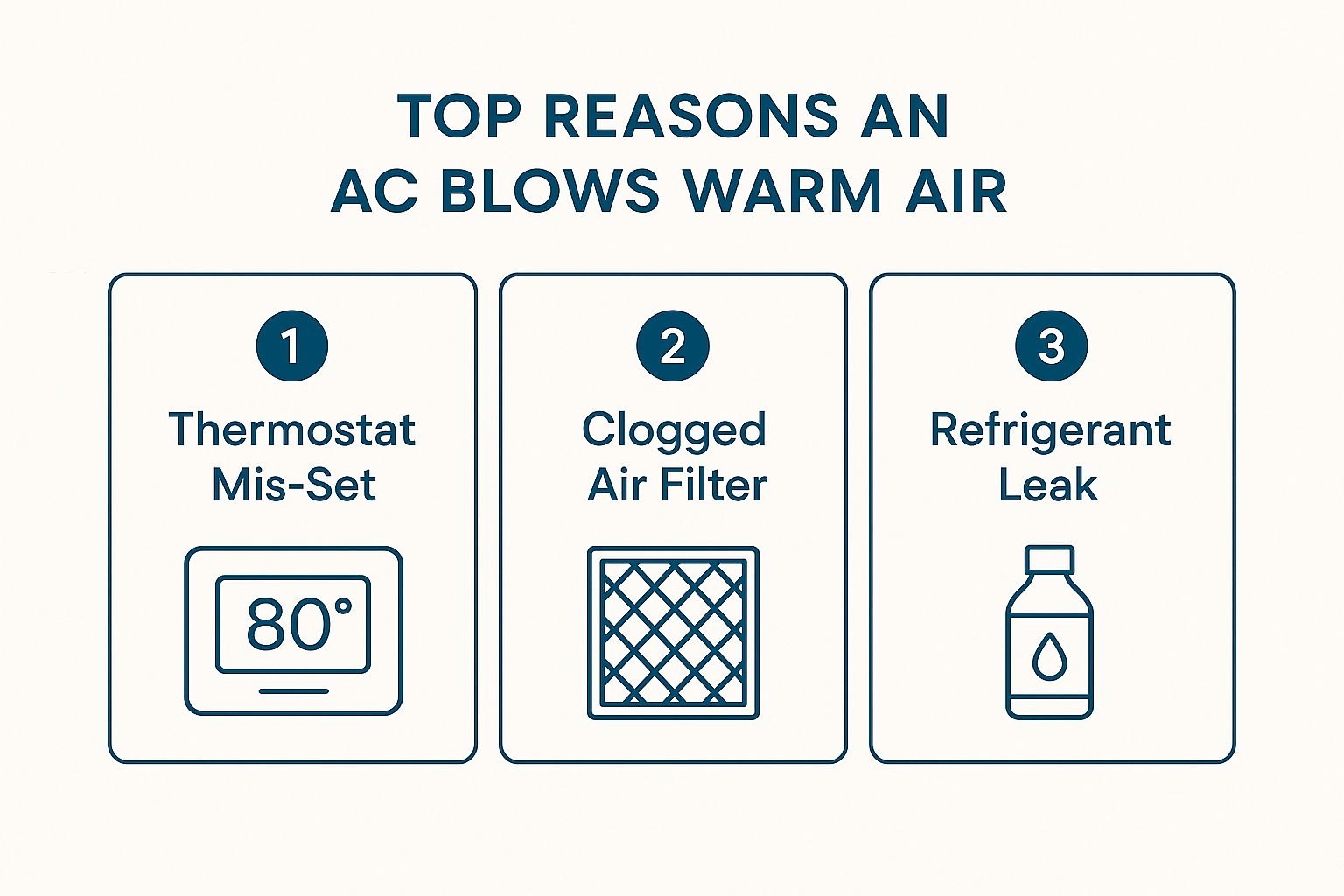 Infographic about why is ac blowing warm air