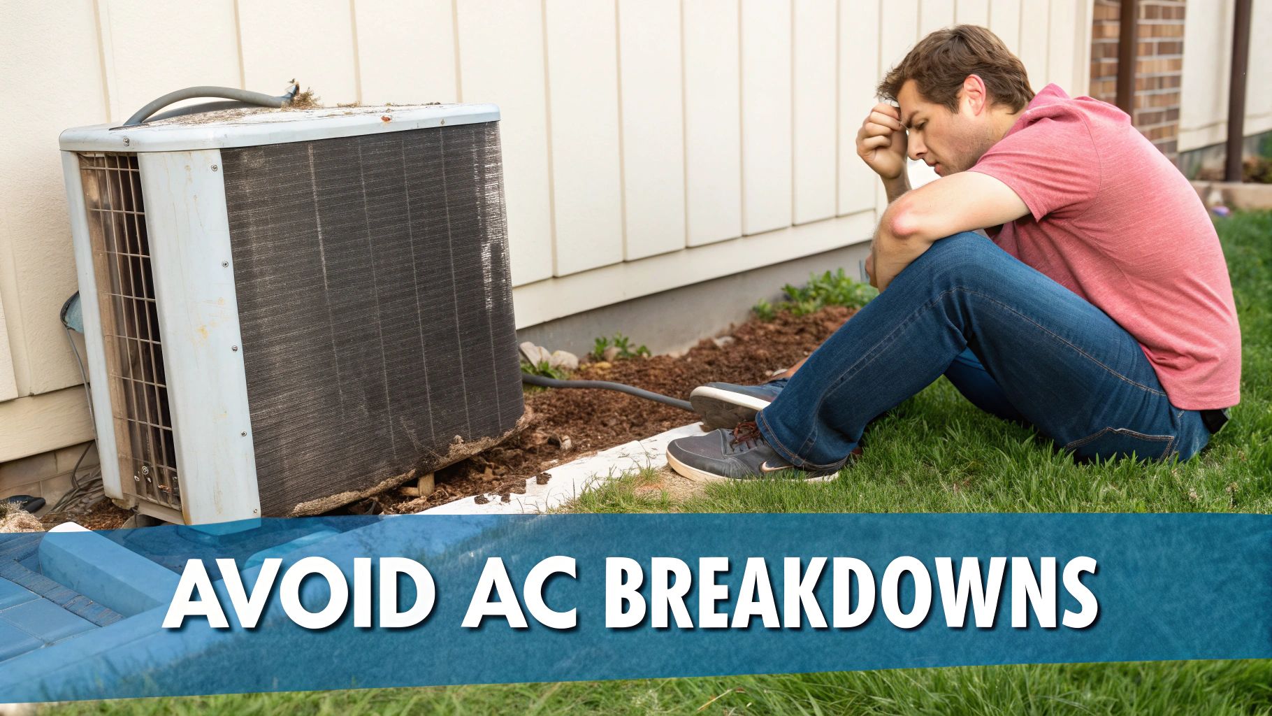 An air conditioner unit with a warning sign on it