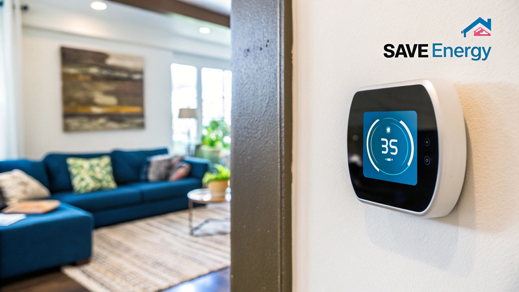 A thermostat displaying 78°F in a comfortable living room