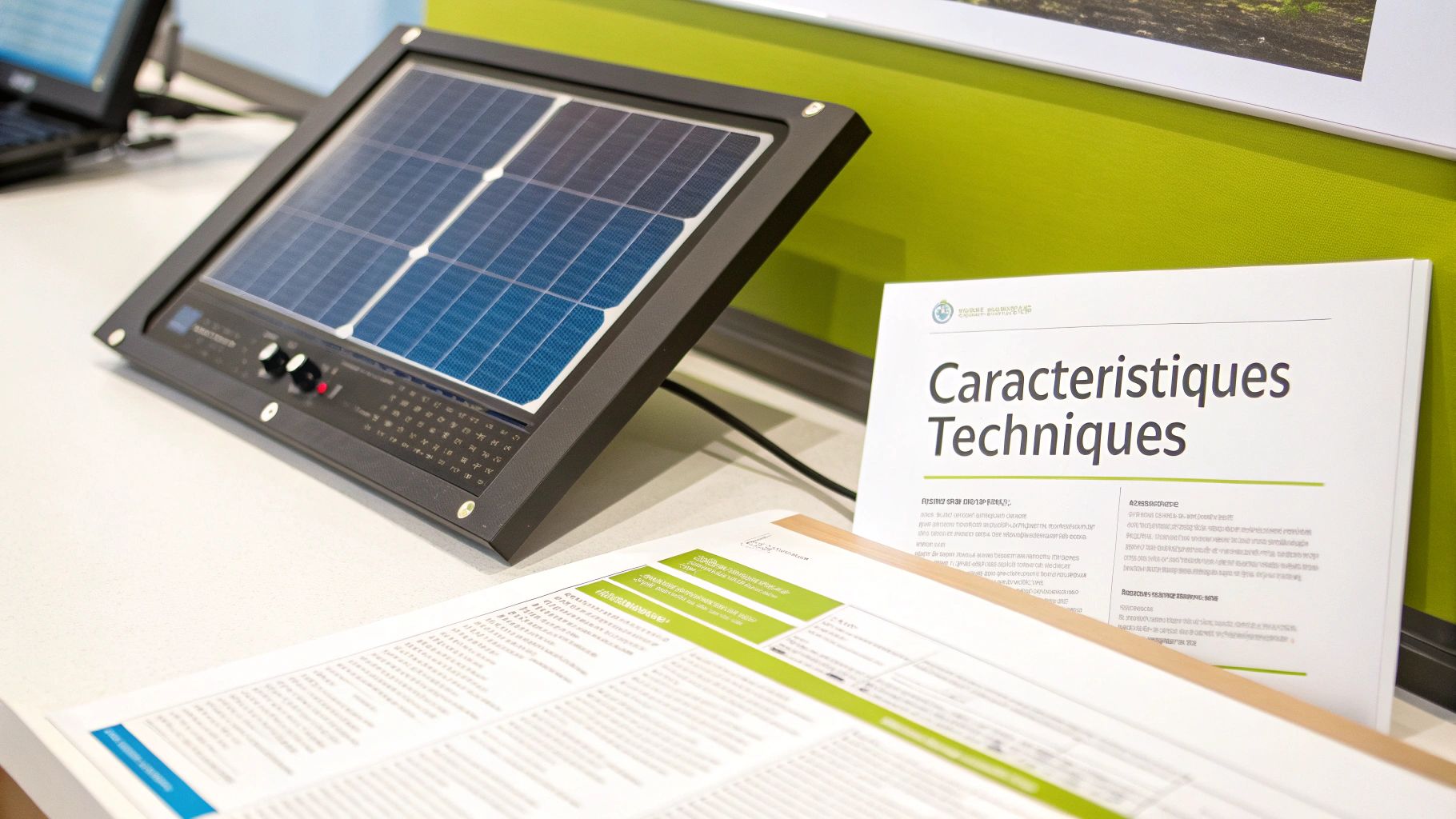 Une personne examinant la fiche technique d'un onduleur solaire