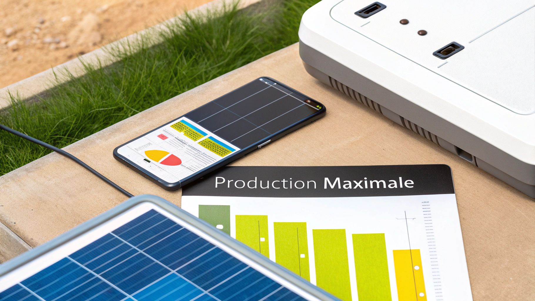 Une personne utilisant son smartphone pour surveiller la production de ses panneaux solaires