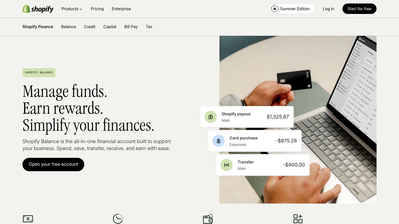 Shopify Balance Card