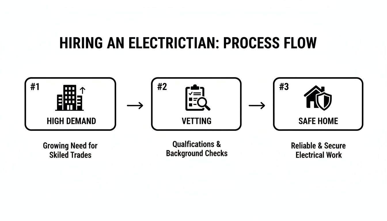 How To Hire A Great Electrician In Brisbane 1 Process Flow For Hiring An Electrician: Addressing High Demand, Thorough Vetting, And Ensuring A Safe Home.