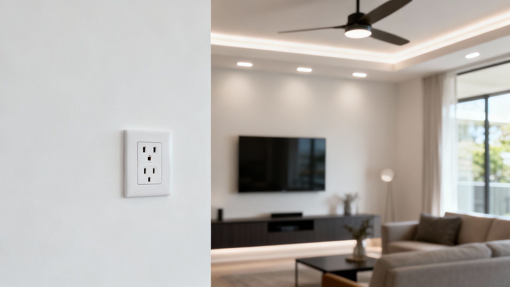 A Well-Lit Modern Home Interior Showcasing Various Electrical Fixtures.