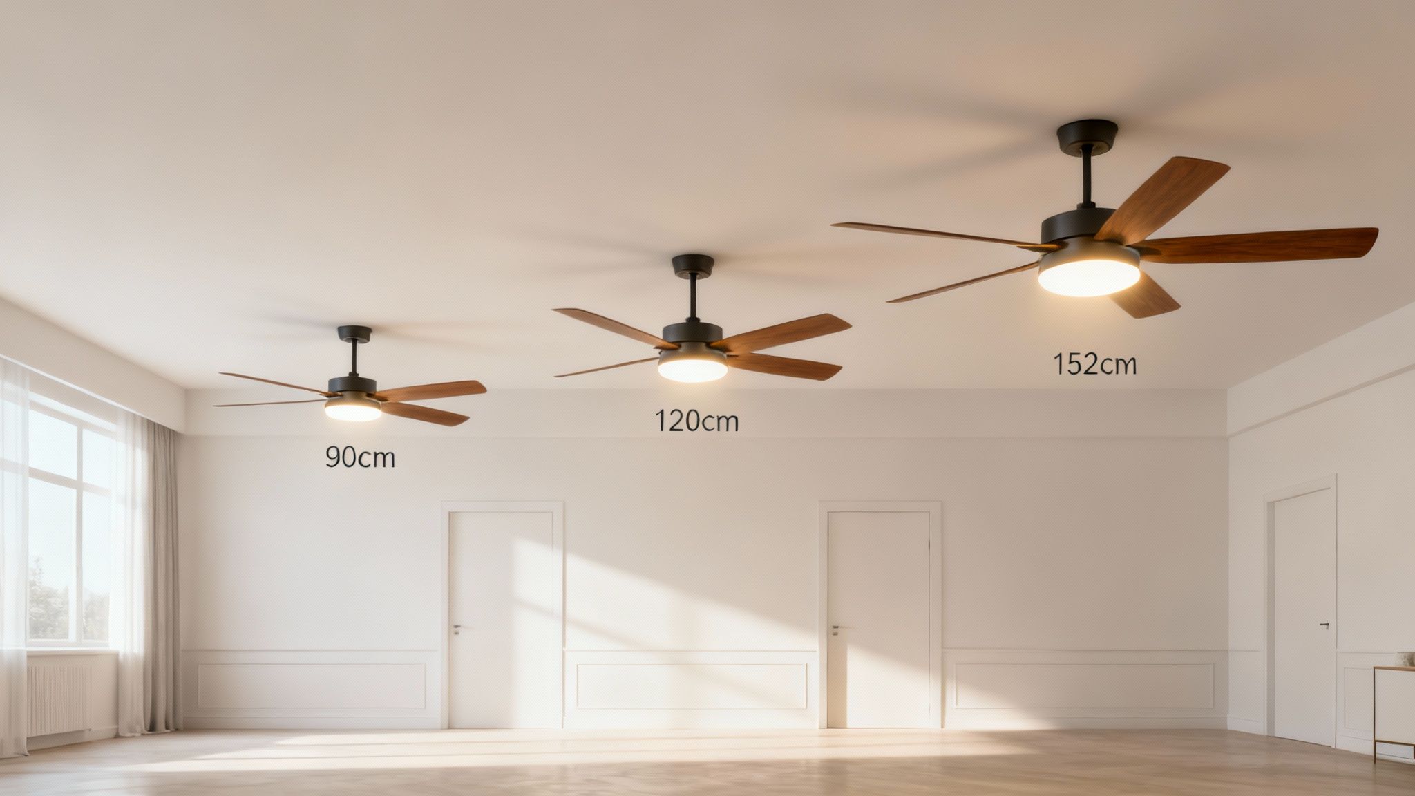 A Stylish White Ceiling Fan In A Modern Living Room