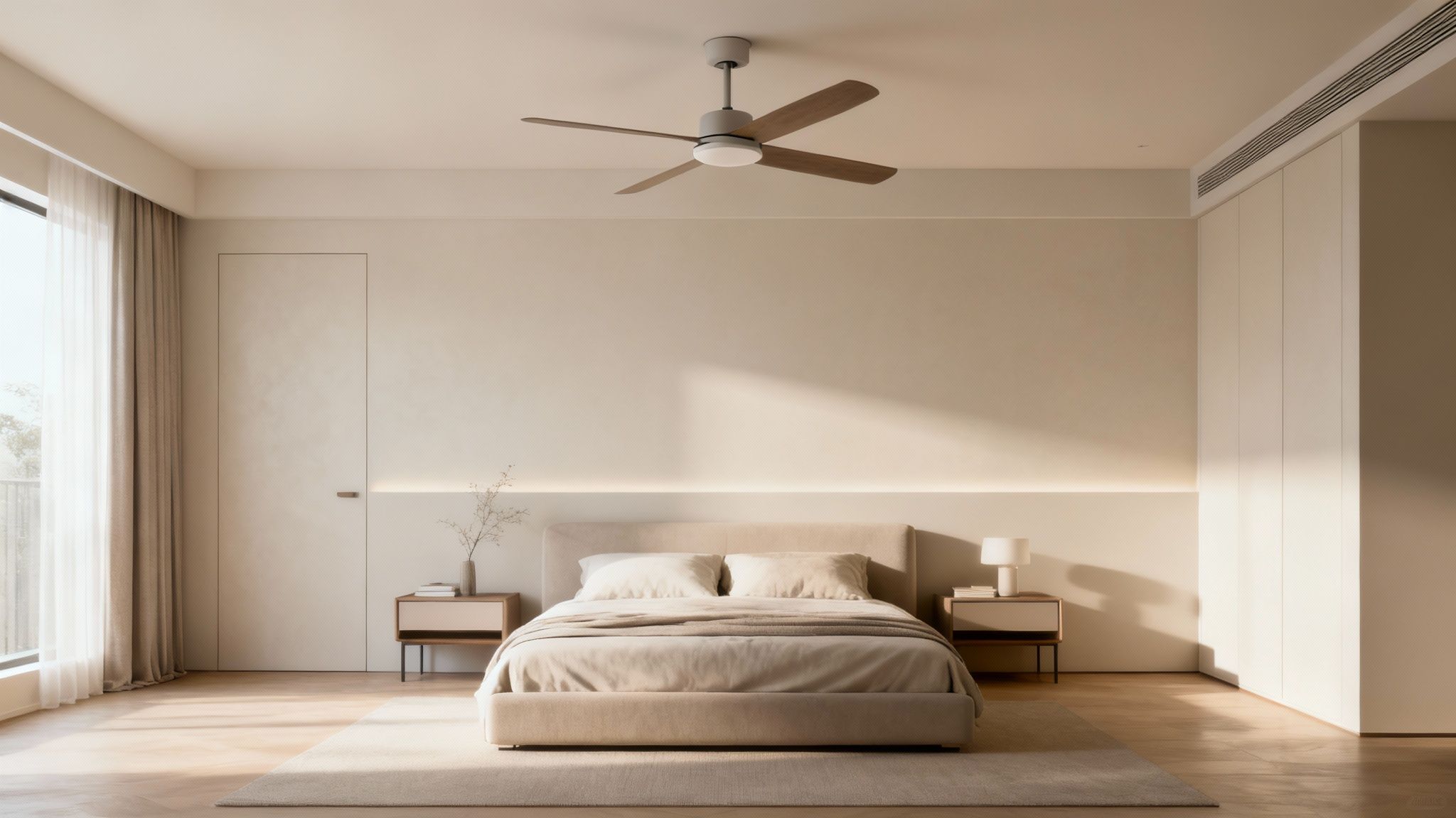 A Stylish Ceiling Fan In A Modern Living Room