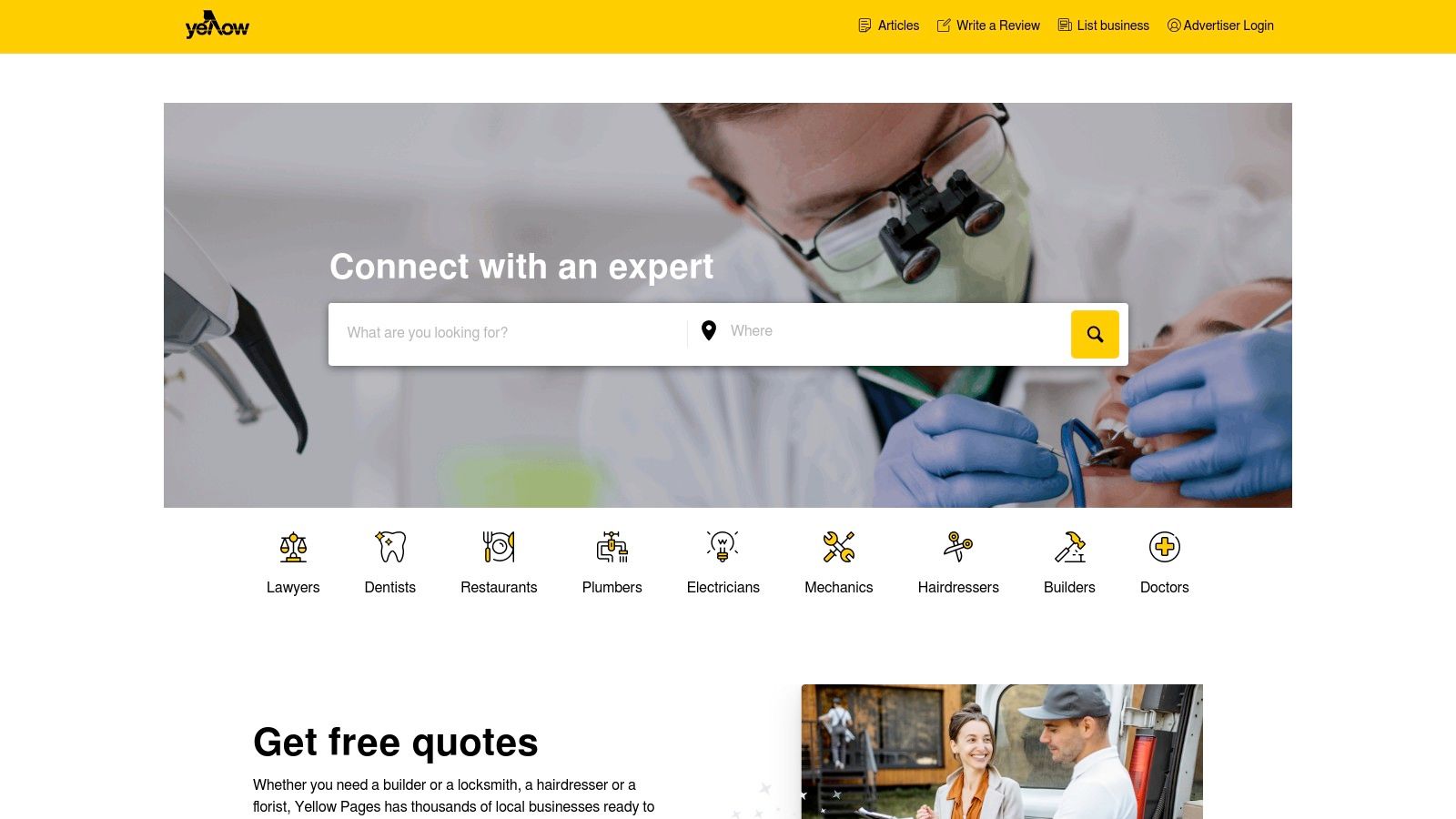 A Screenshot Of The Yellow Pages Australia Website Showing A Search For Local Electricians In A Specific Area, With Map And Business Listings.