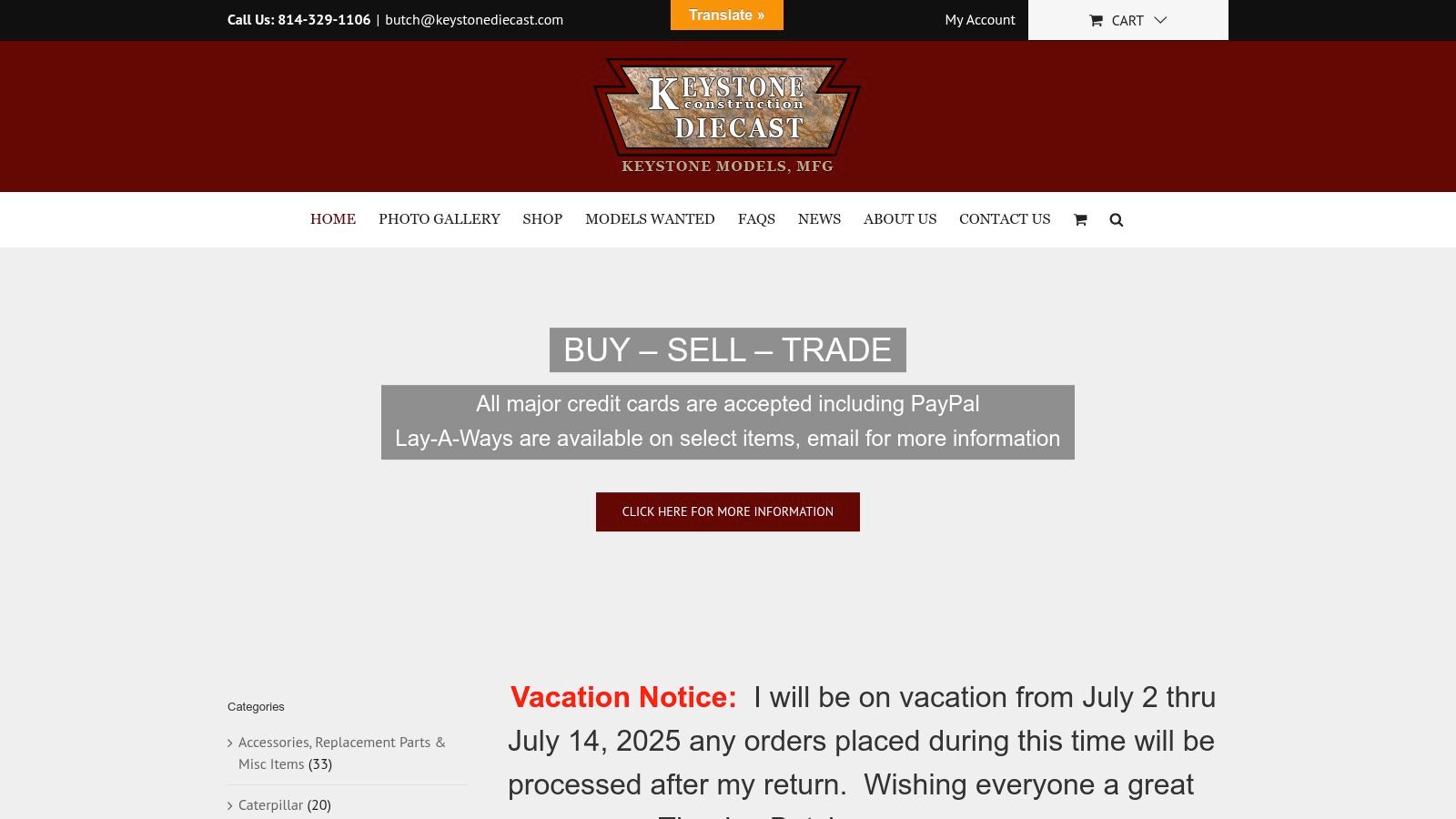 Keystone Construction Diecast