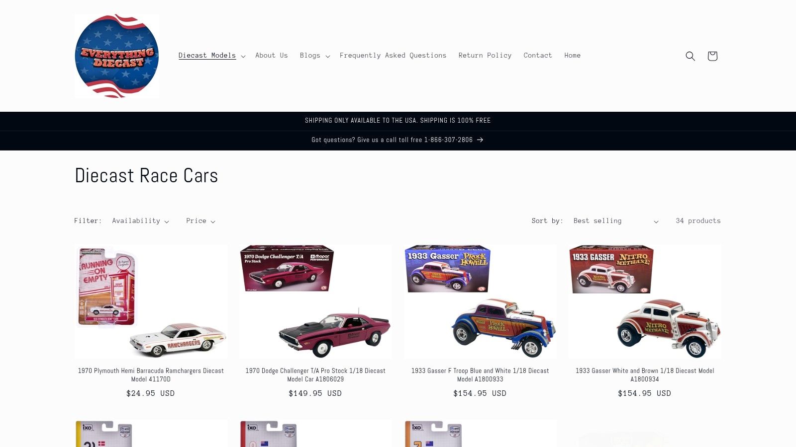 Collections - Race Car Die Cast Vehicles