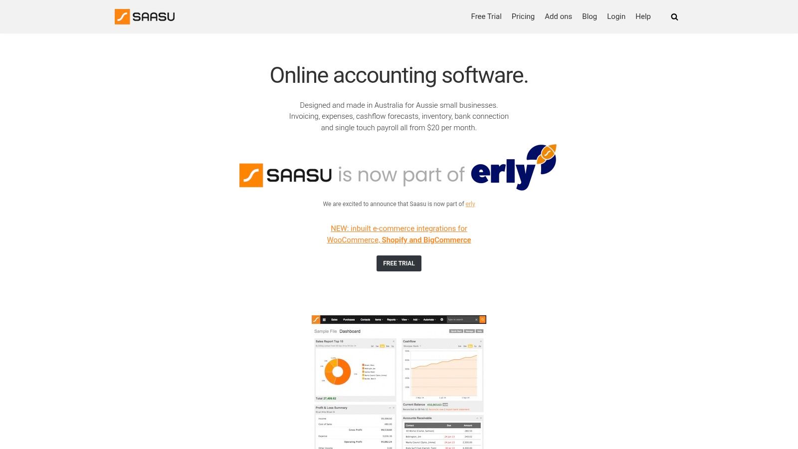 A person working on a laptop with accounting software displayed on the screen.