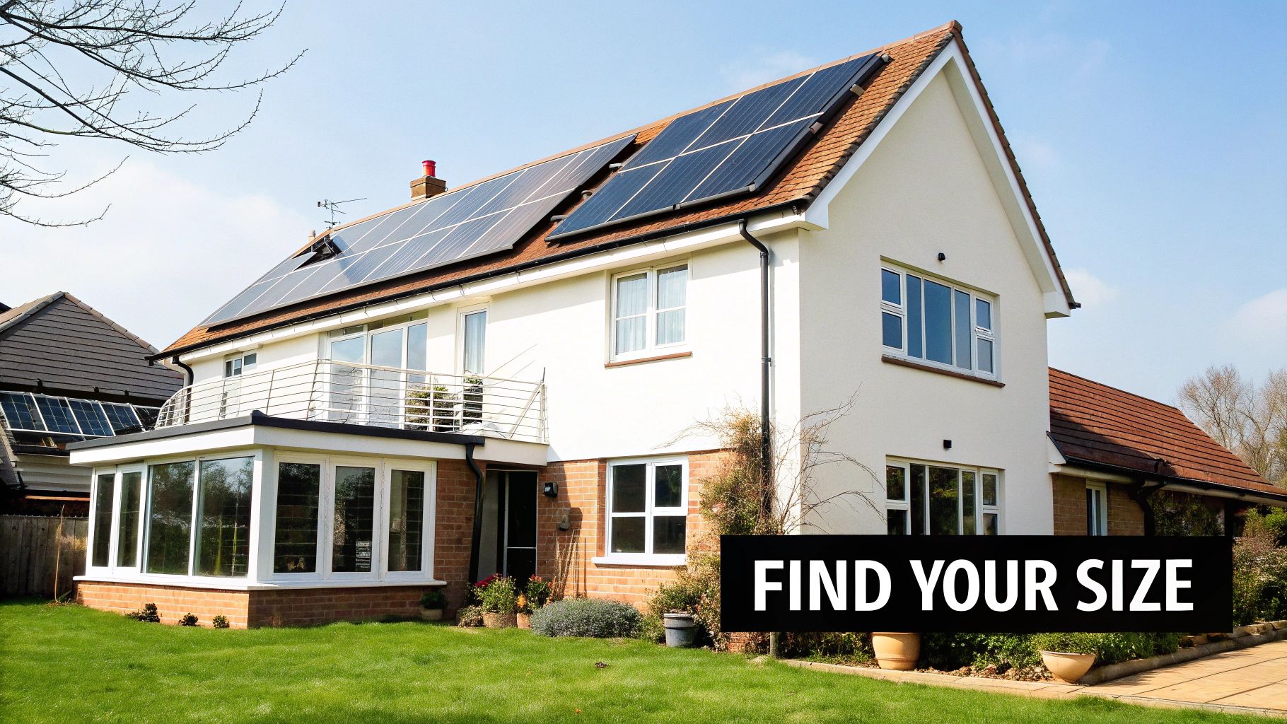 A modern home with solar panels installed on a sunny day.