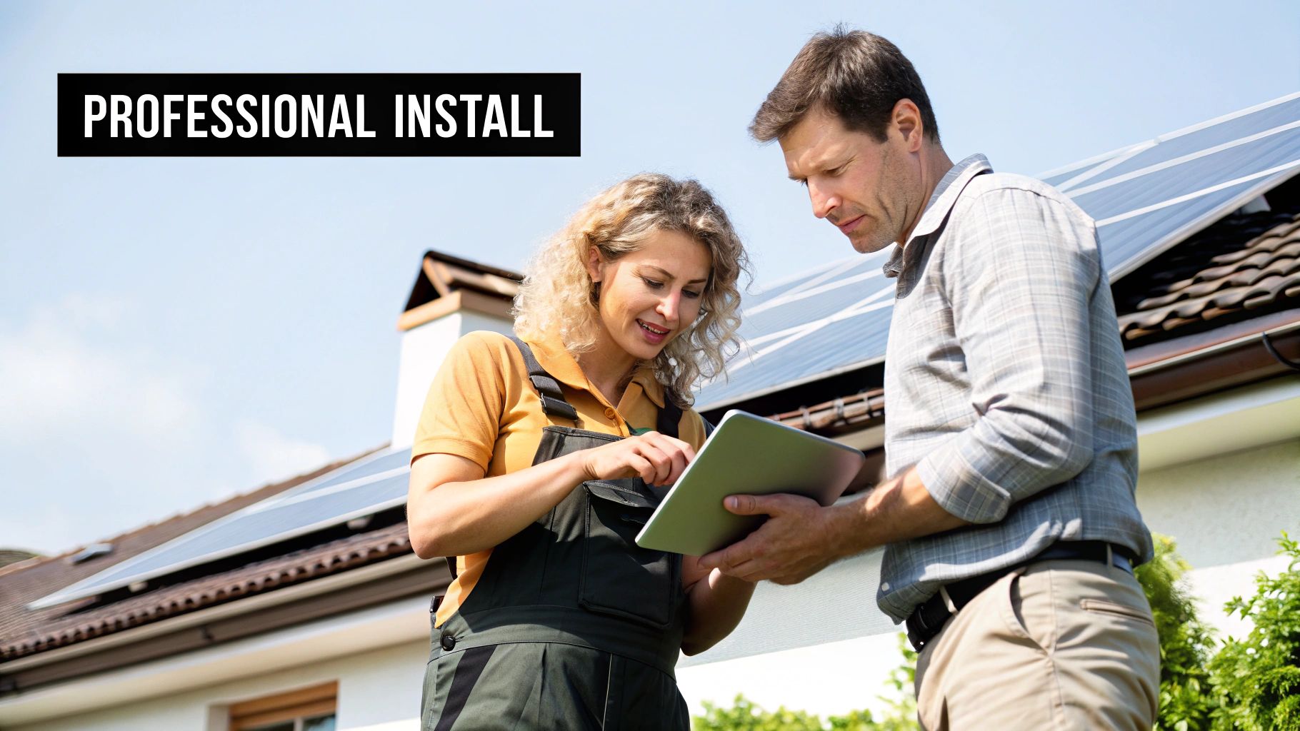 A professional installer working on a solar battery system in a clean, modern home.