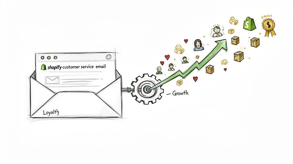 Shopify customer service email fostering loyalty, which powers growth, happy customers, and increased sales.