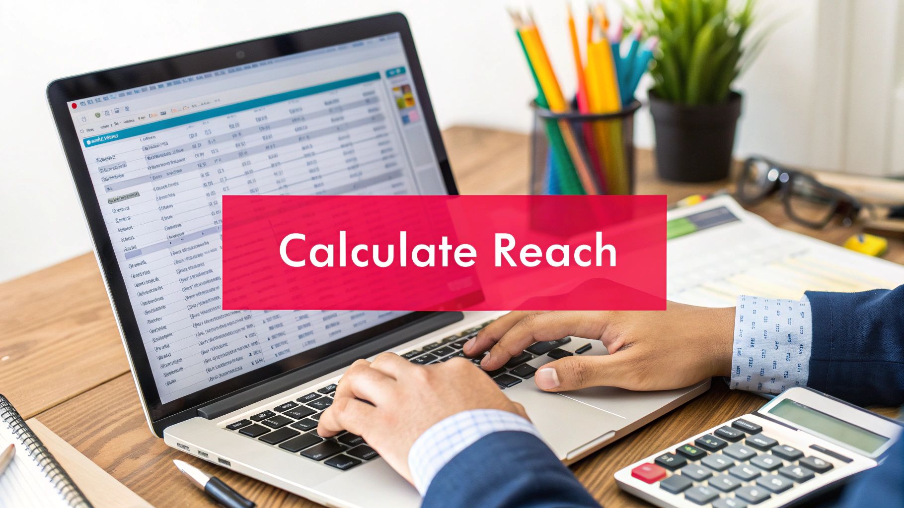 A triangular diagram with icons for Reach, Impressions, and Frequency at each point, showing their interconnected relationship.