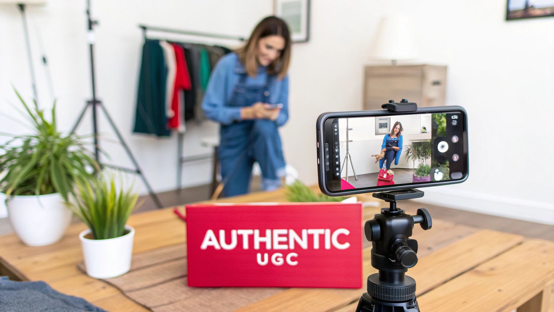 A group of diverse, happy customers taking selfies with a product, representing authentic user-generated content.