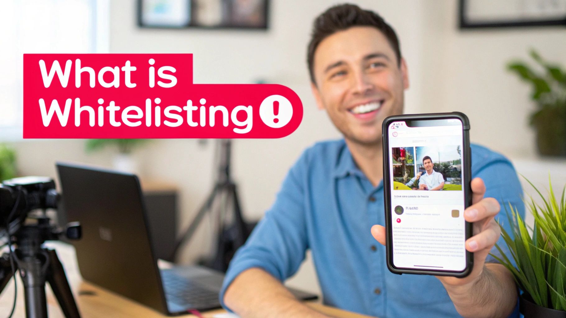 A social media influencer collaborating with a brand representative on a laptop, illustrating the concept of whitelisting.