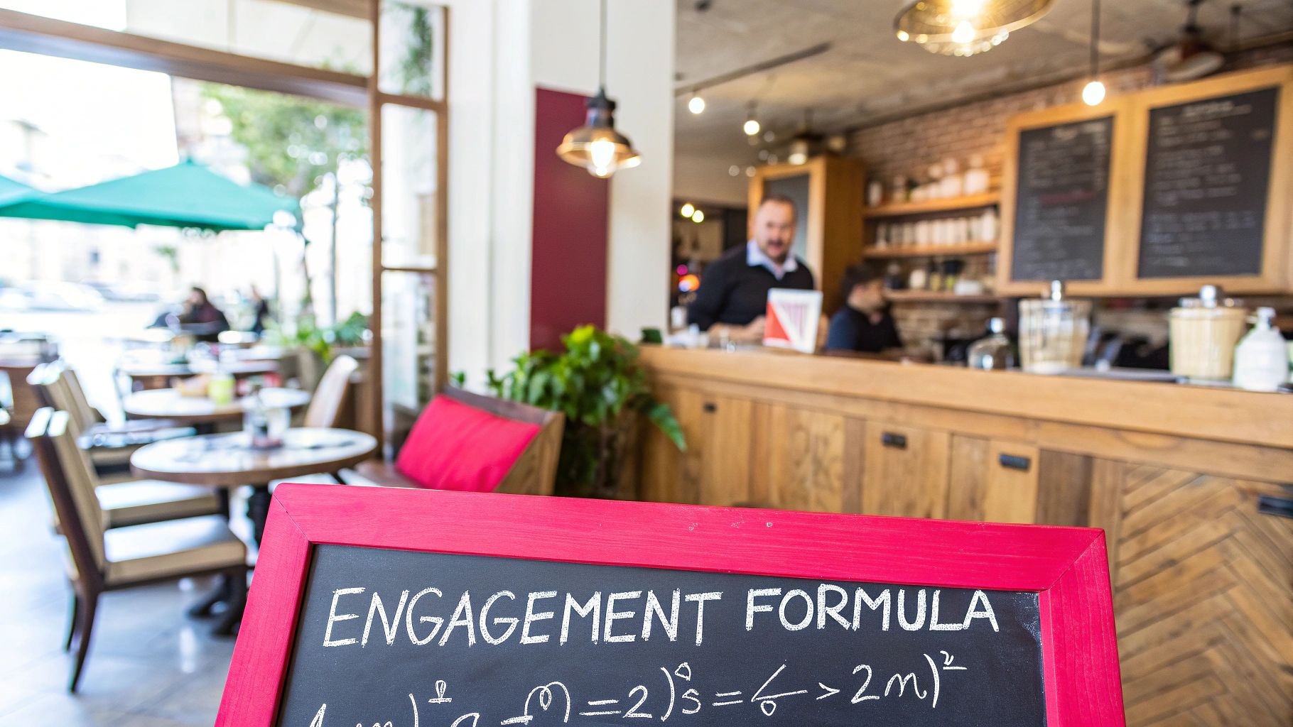 A person using a calculator with social media icons in the background.