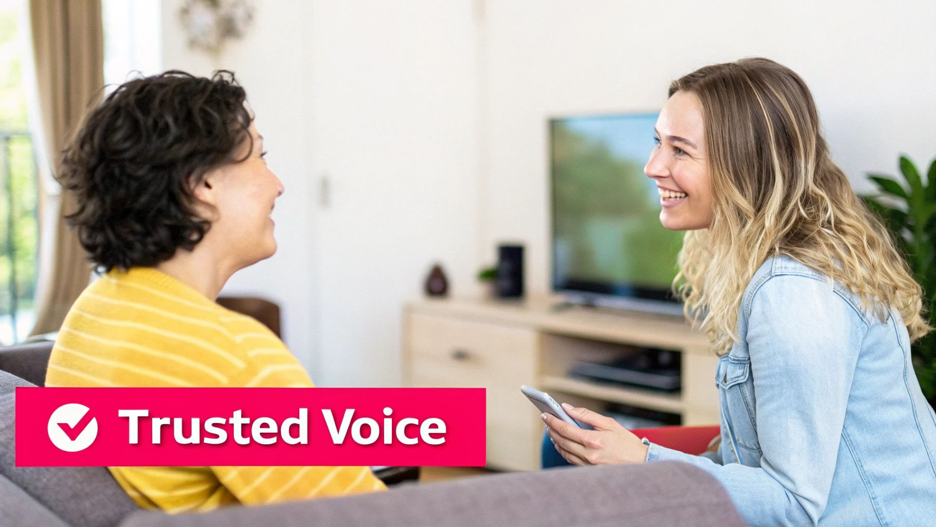 A group of diverse brand ambassadors smiling and engaging with a product, showcasing authenticity and community.