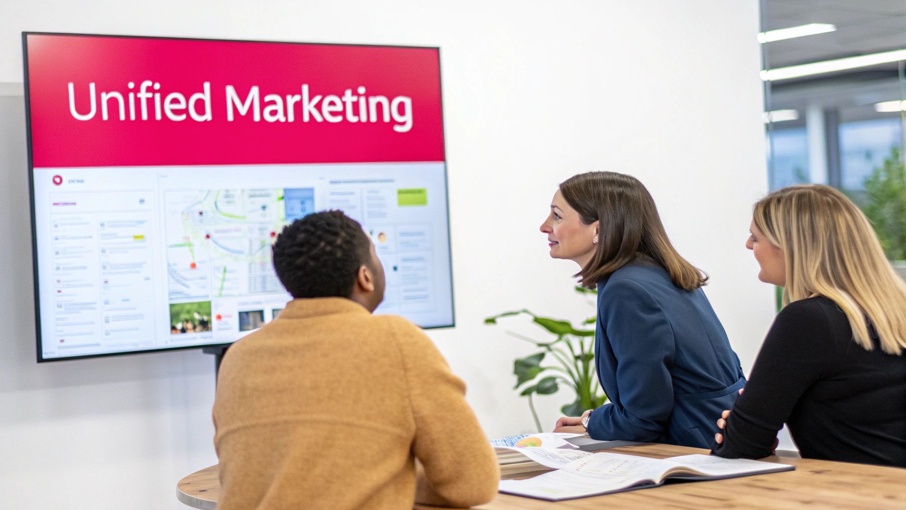 A marketing manager looking at a unified dashboard that shows ROI and campaign performance metrics.