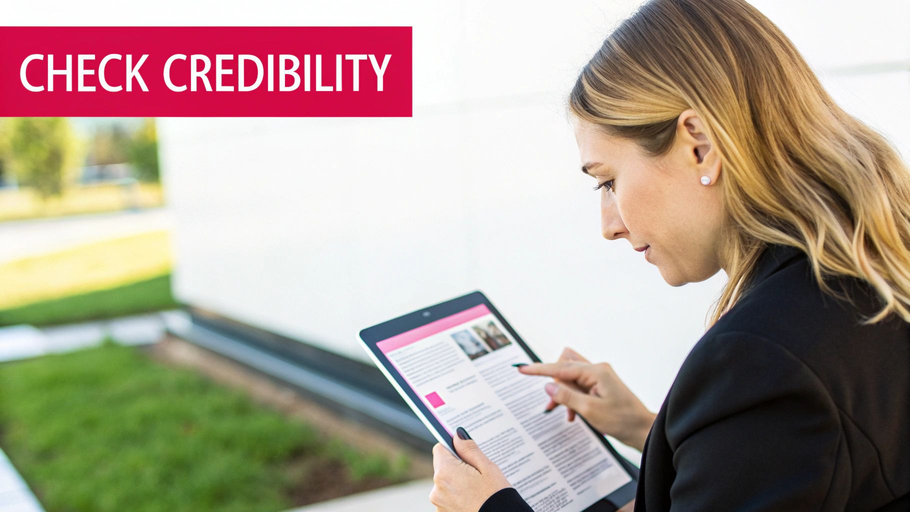 A person carefully examining an influencer's social media profile on a laptop, checking for authenticity and brand alignment.