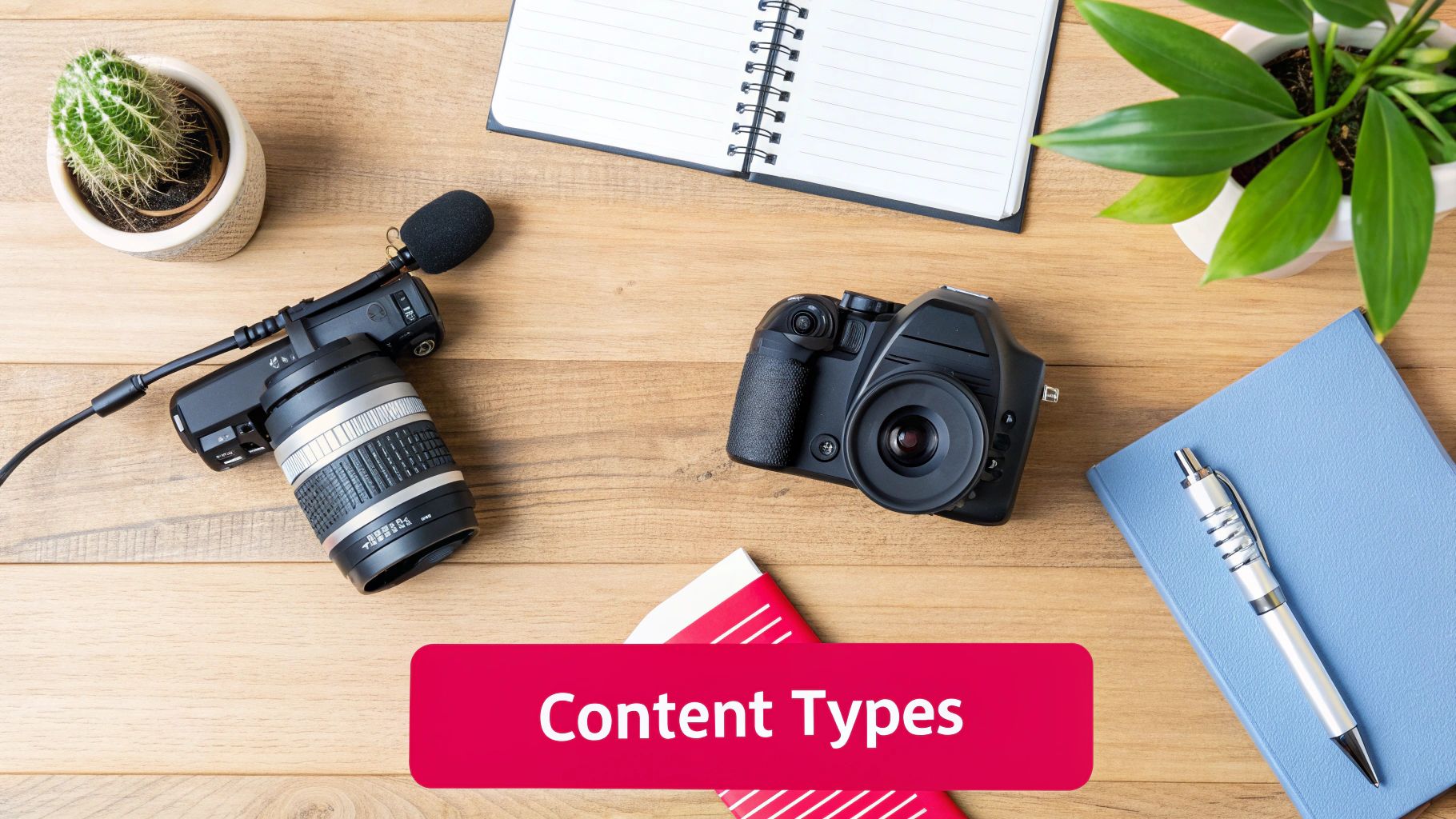 A collage of different media formats like a podcast microphone, a film reel, a magazine article, and a smartphone screen displaying an interactive app.