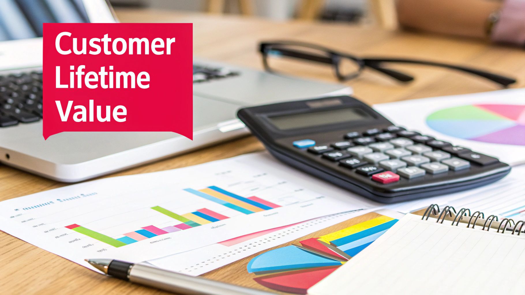 A person pointing at a tablet screen showing business growth charts and metrics.