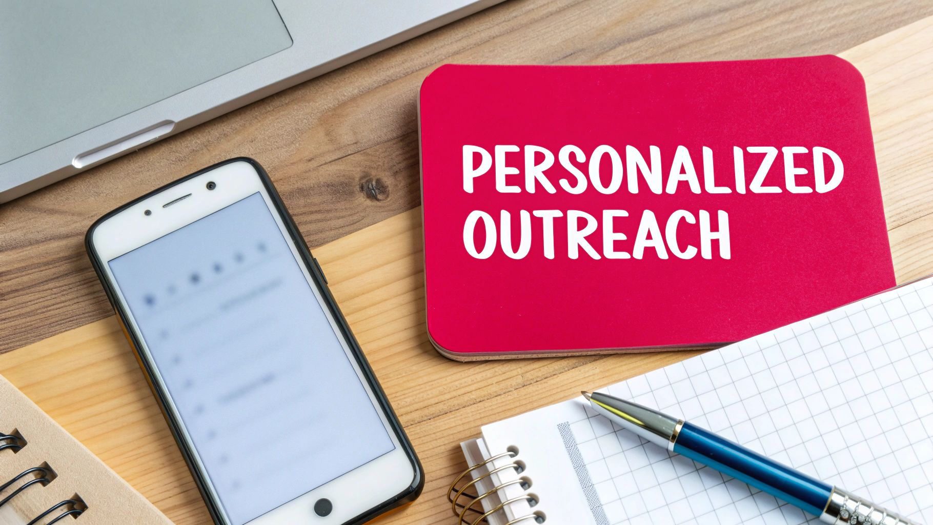 A person writing a personalized outreach email on a laptop