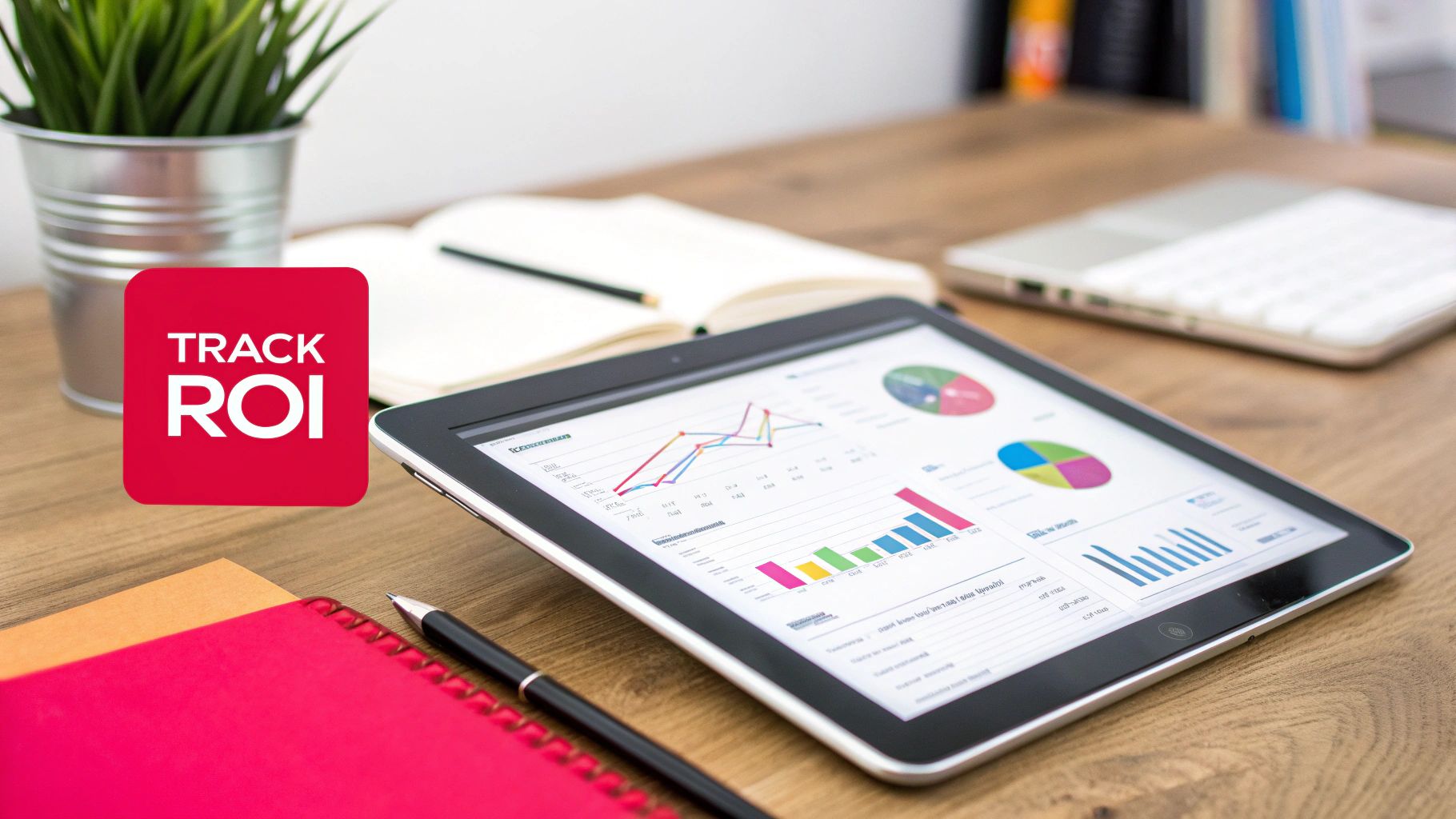 A person analyzing graphs and charts on a computer screen, representing ROI measurement.