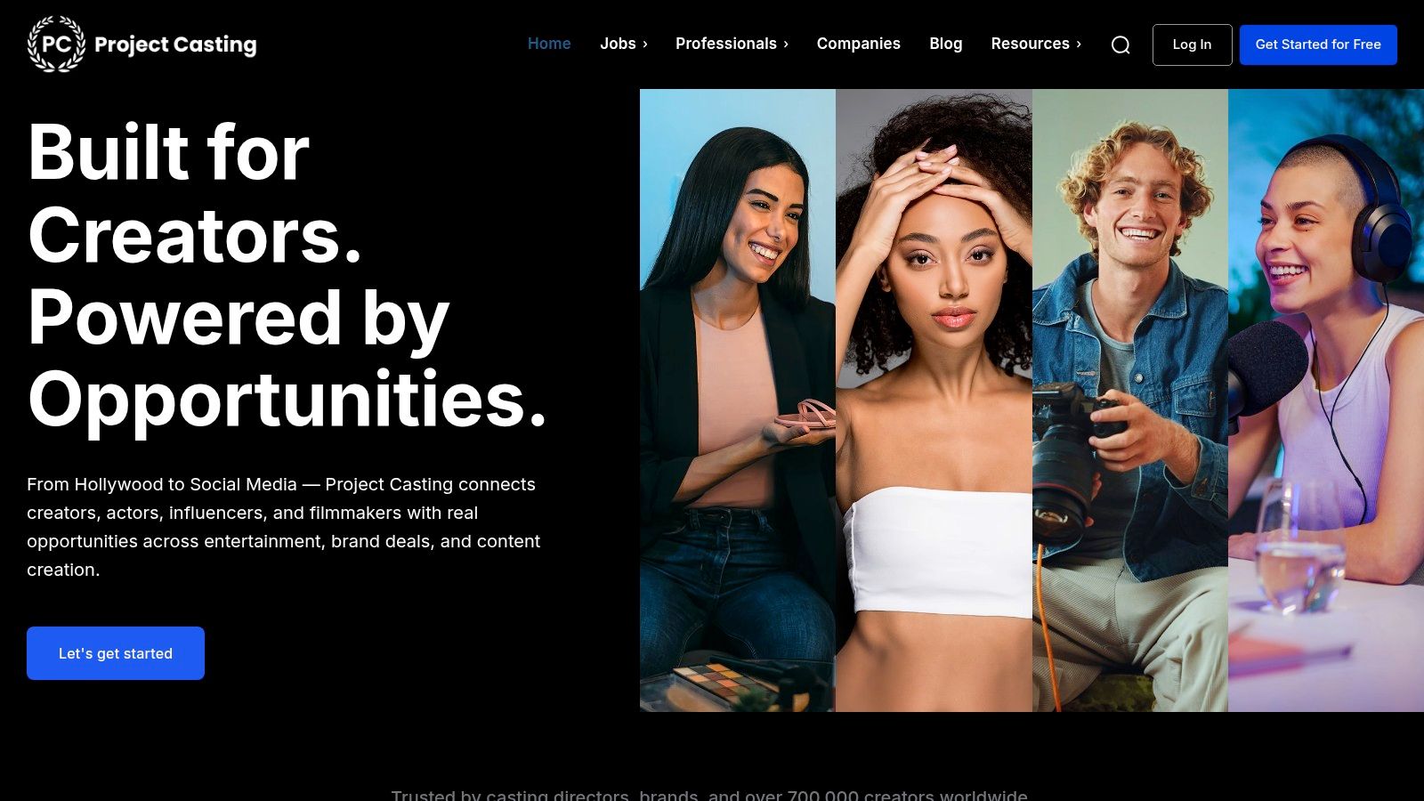 Project Casting showing diverse creators for casting calls