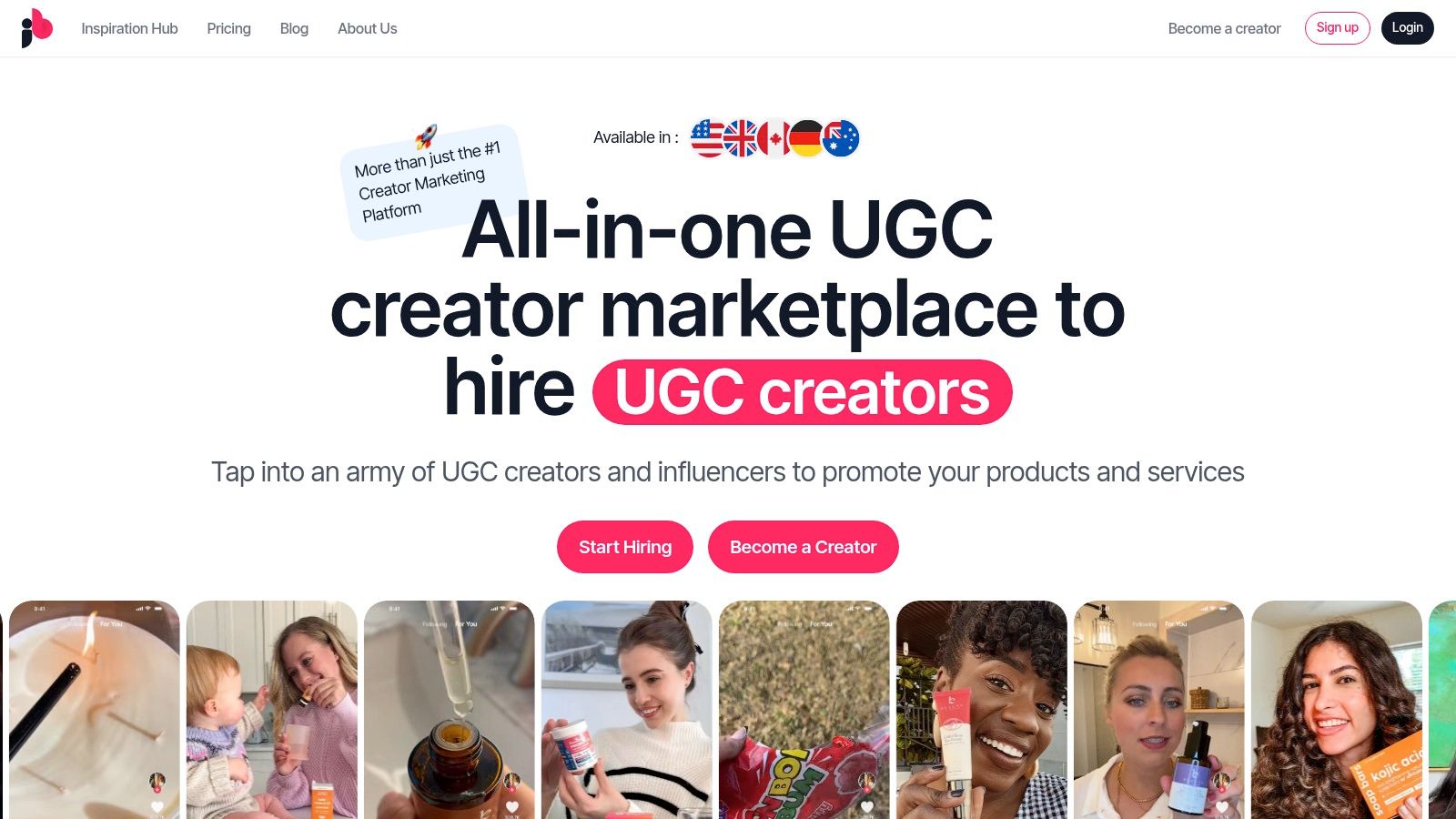 A screenshot of the JoinBrands platform showcasing a campaign for UGC content, with details on the number of creators, posts, and budget.