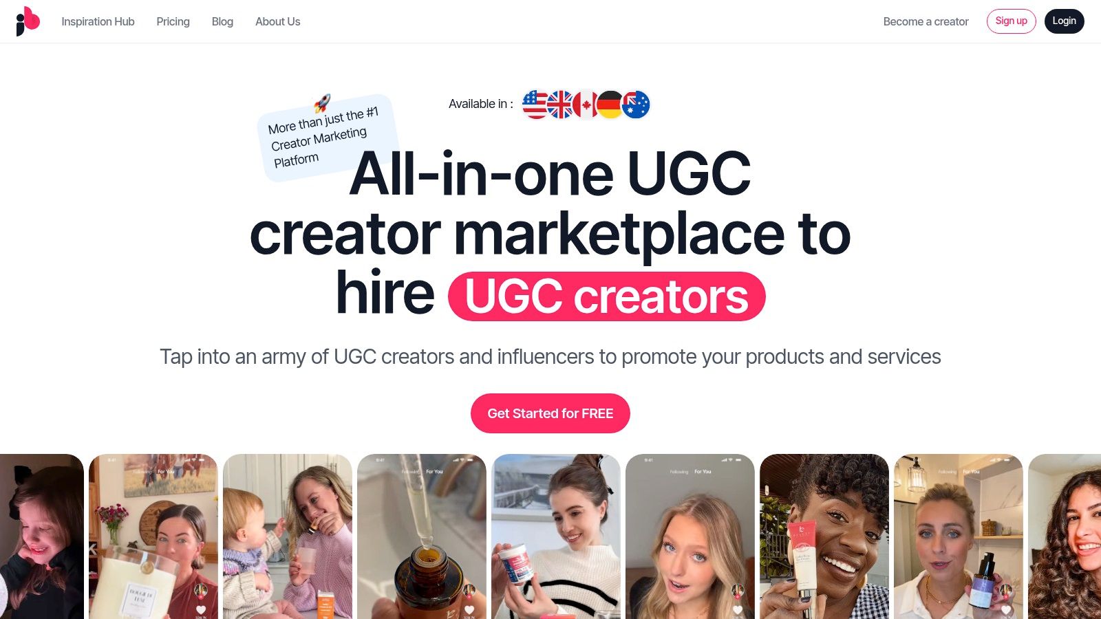 JoinBrands platform interface showing creator profiles and campaign metrics