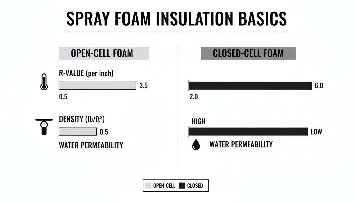 Infographic about open cell vs closed cell insulation