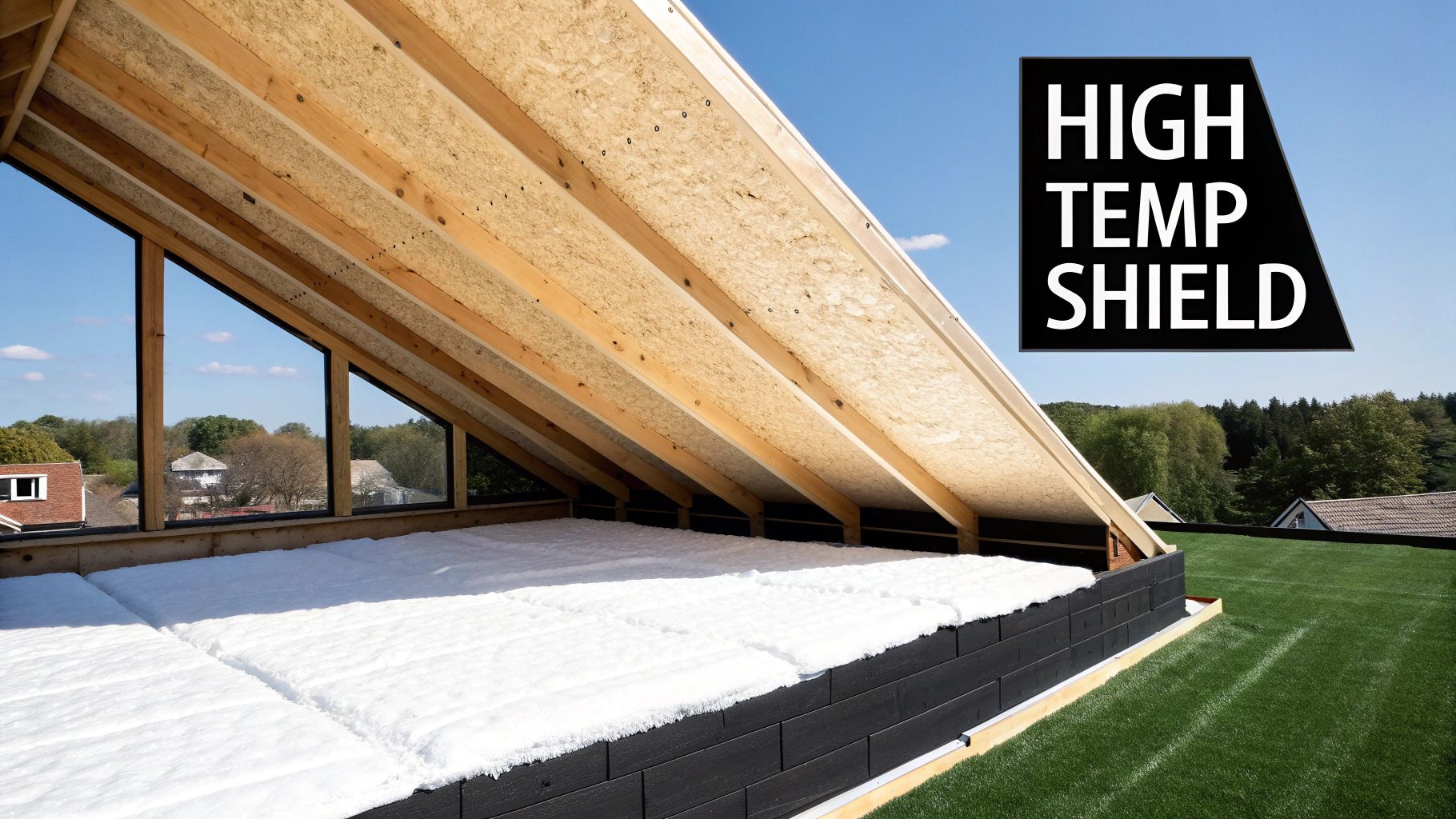 Close-up of high temp spray foam being applied inside a wall cavity, showing its texture and expansion.